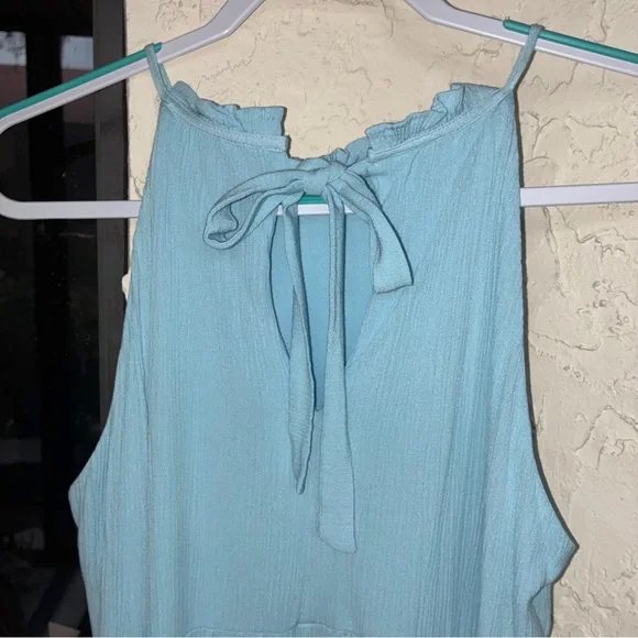 Blue Rain Sky Blue Tiered High Neck Ruffle Mini Dress - Size L - Picture 5 of 9